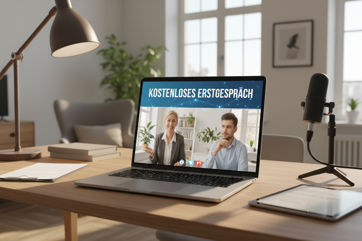 das gespräch findet online statt 